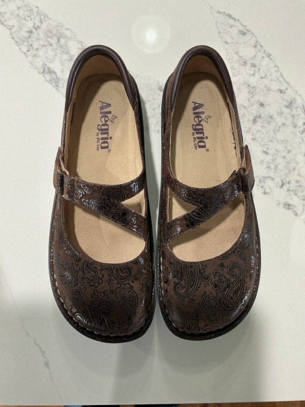 Alegria Brown Paisley Mary Jane Shoes EU 40 US 9-9.5